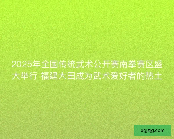 2025年全国传统武术公开赛南拳赛区盛大举行 福建大田成为武术爱好者的热土