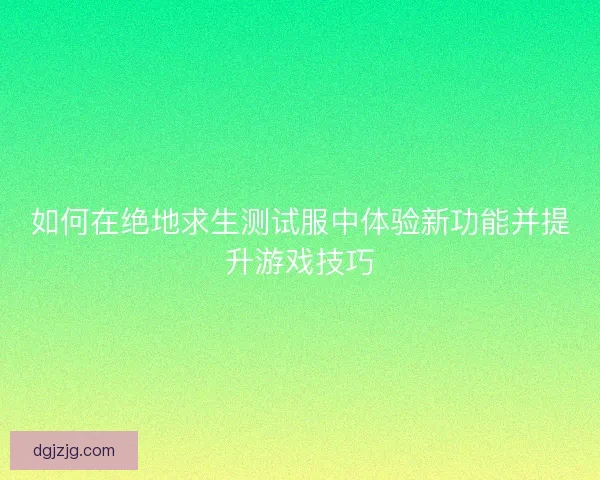 如何在绝地求生测试服中体验新功能并提升游戏技巧