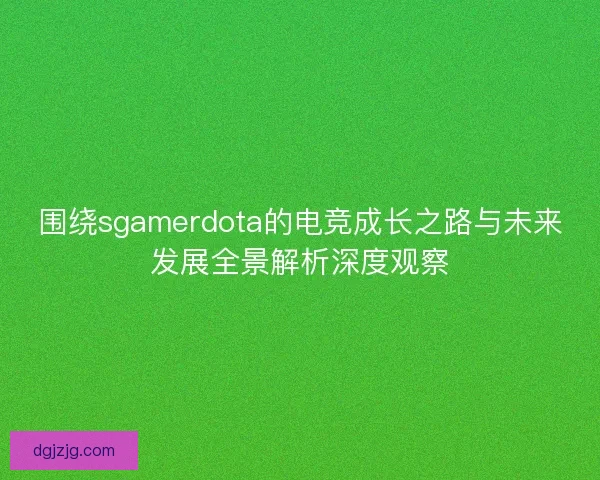 围绕sgamerdota的电竞成长之路与未来发展全景解析深度观察